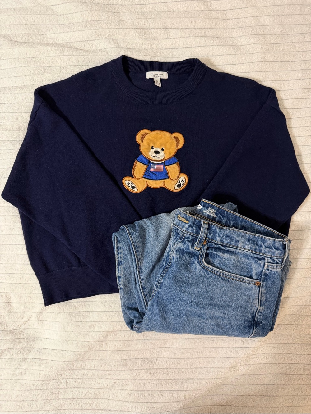 Navy Teddy Bear Crewneck Sweatshirt